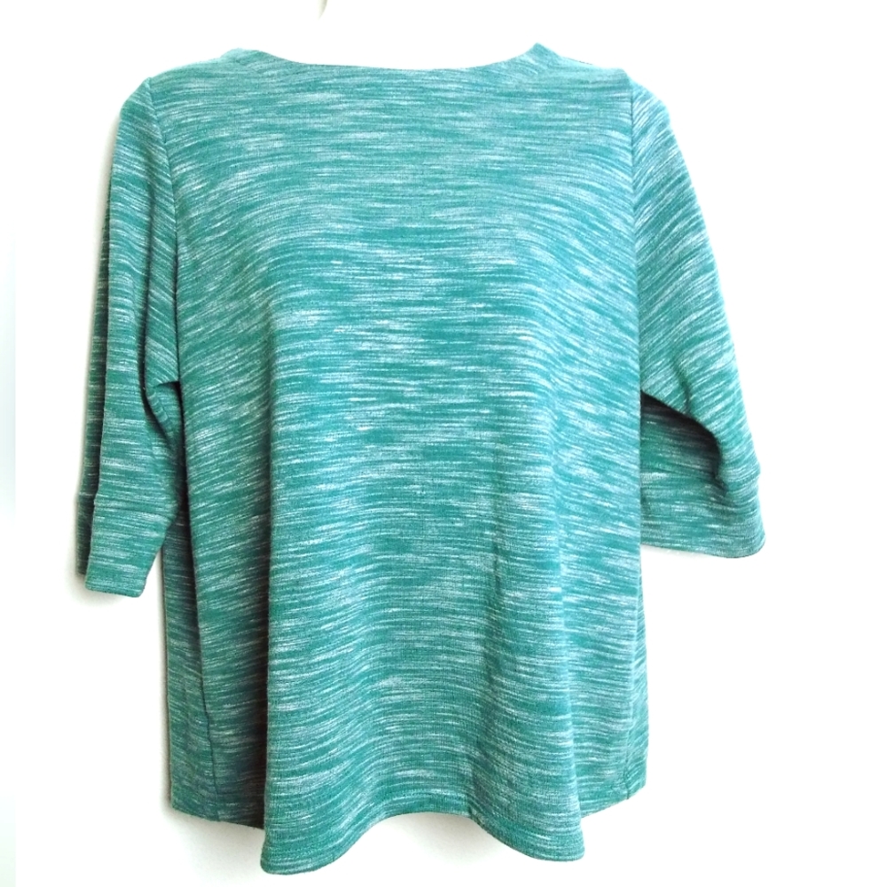 🚨👉 LAST CHANCE 3/$35 Croft & Barrow  Knit 3/4 Sleeves Tunic Blouse 1X Teal